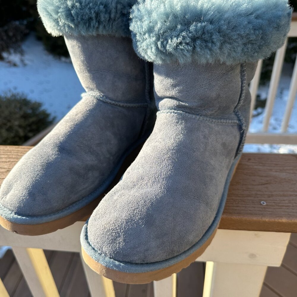 UGG Classic Short 5825 Blue Suede Round Toe Pull On Snow Boots Women Sz 11 - Picture 13 of 16